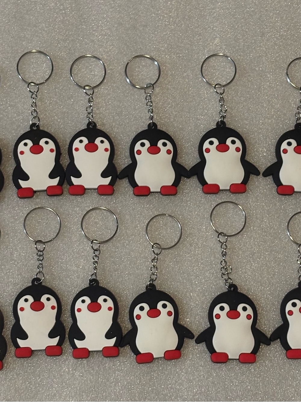 Cute Penguin Keychain - Black, White & Red